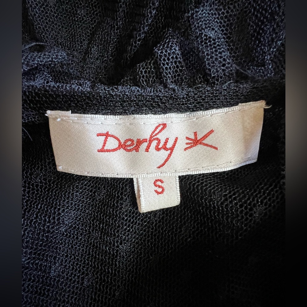 RENE DERHY Paris Goth Polka Dot Black Lace Layered Tulle Maxi Dress Sz S French - Picture 3 of 15